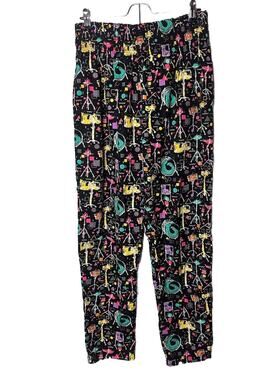 Super Massive Drawstring Jogger Pants Men’s Medium Black Drum Set Music Print